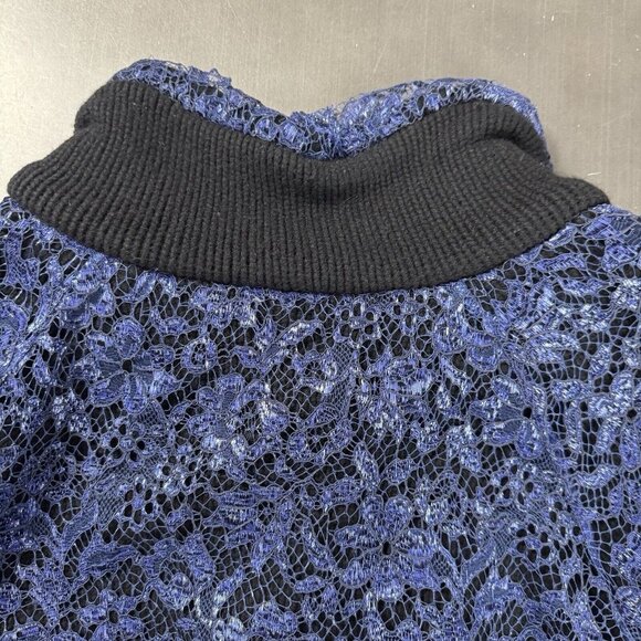 Marc Jacobs Bolero‎ Cashmere Crop Jacket Luxury Blue Metallic Floral Mesh Blazer - Picture 10 of 16